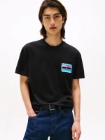 Tommy Jeans ανδρικό βαμβακερό regular t-shirt μαύρο DM0DM21980-BDS
