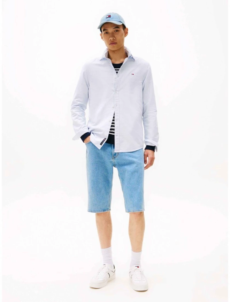 Tommy Jeans Oxford  Βαμβακερό Πουκάμισο σιέλ dm0dm21298-c3q