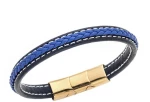 Βραχιόλι Senza Men`s Steel Black  και  Blue Leather Strap SSD4258-1GBL