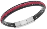 Βραχιόλι Senza Men`s Steel Black  και  Red Leather Strap SSD4258-1SRD