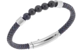 Βραχιόλι Senza Men`s Steel Brown  και  Blue Leather Strap SSD5663SBNBL