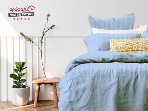 Σετ Σεντόνια Γίγας - King Size Βαμβοκασατεν 200 Κλωστών Γαλάζιο Μονόχρωμο Γαρύφαλλο 235x260