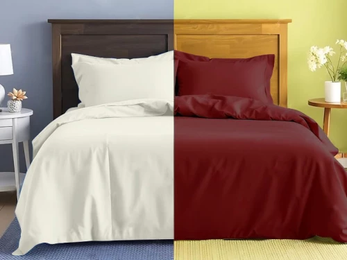 Σετ Σεντόνια Γίγας - King Size Βαμβοκασατεν 200 Κλωστών Δίχρωμα Γαρύφαλλο 235x255 - Μπεζ, Μπορντώ