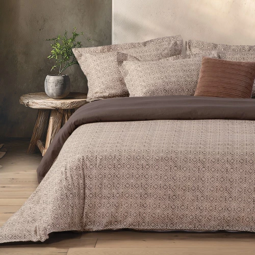 Παπλωματοθήκη Cardynal (Σετ 3τμχ) Beige-Grey Nef-Nef Homeware Υπέρδιπλo 240x230cm 100% Βαμβάκι