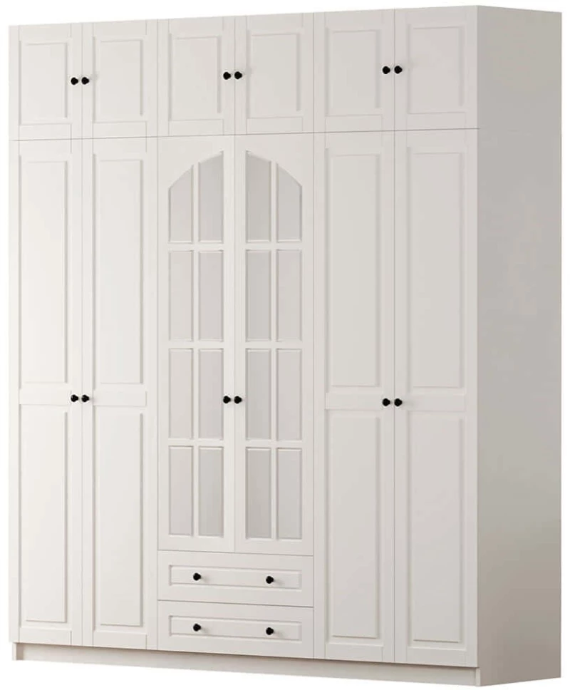 Ντουλάπα Εξάφυλλη Με Πατάρι 167RAB1212 210x52x210cm White Εξάφυλλη