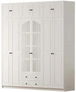 Ντουλάπα Εξάφυλλη Με Πατάρι 167RAB1212 210x52x210cm White Εξάφυλλη