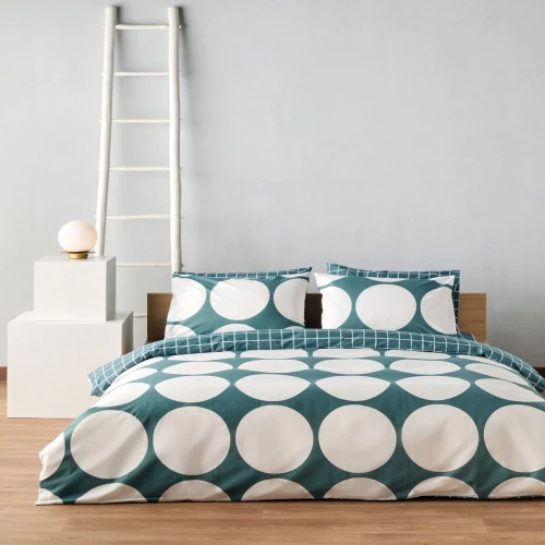 Σεντόνια Valia 07 (Σετ 3τμχ) Green-White Kentia Μονό 160x270cm 100% Βαμβάκι