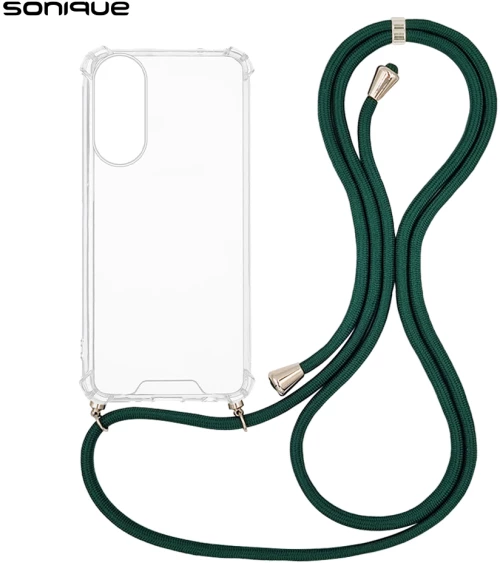 Θήκη Σιλικόνης με Κορδόνι Sonique Armor Clear Samsung Galaxy S25 Edge Πράσινο Σκούρο
