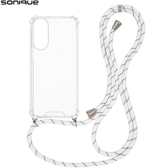 Θήκη Σιλικόνης με Κορδόνι Sonique Armor Clear Samsung Galaxy S25 Edge Rainbow Λευκό