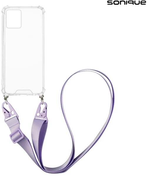 Θήκη Σιλικόνης με Strap Sonique Armor Clear Motorola Moto G14 4G Λιλά