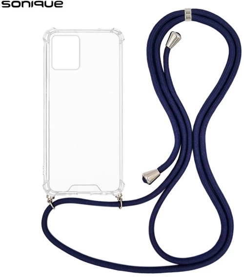 Θήκη Σιλικόνης με Κορδόνι Sonique Armor Clear Motorola Moto G14 4G Μπλε Σκούρο
