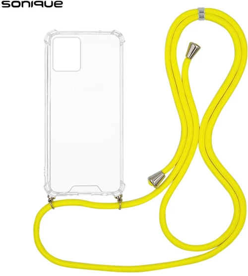 Θήκη Σιλικόνης με Κορδόνι Sonique Armor Clear Motorola Moto G14 4G Κίτρινο