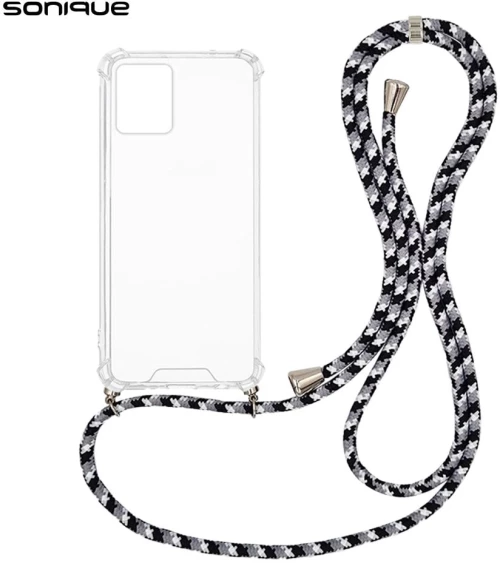 Θήκη Σιλικόνης με Κορδόνι Sonique Armor Clear Motorola Moto G54 5G / Moto G54 5G Power Rainbow Μαύρο