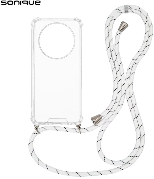 Θήκη Σιλικόνης με Κορδόνι Sonique Armor Clear Oppo Reno12 F 5G / Oppo Reno12 FS 5G Rainbow Λευκό