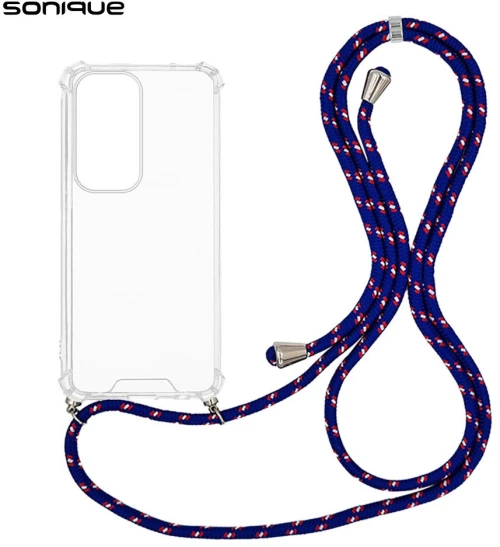 Θήκη Σιλικόνης με Κορδόνι Sonique Armor Clear Oppo Reno12 Pro 5G Rainbow Μπλε