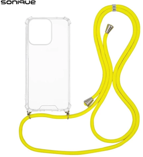 Θήκη Σιλικόνης με Κορδόνι Sonique Armor Clear Oppo Reno14 F 5G Κίτρινο