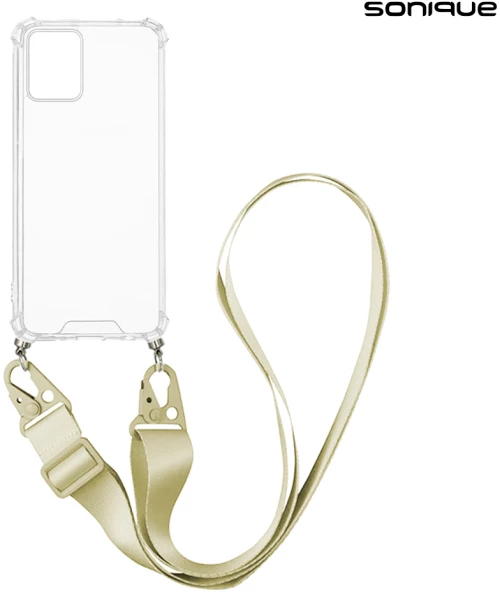 Θήκη Σιλικόνης με Strap Sonique Armor Clear Motorola Moto E13 4G Μπεζ