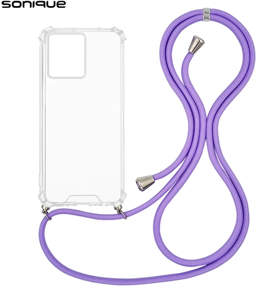 Θήκη Σιλικόνης με Κορδόνι Sonique Armor Clear Motorola Edge 40 Neo 5G Λιλά