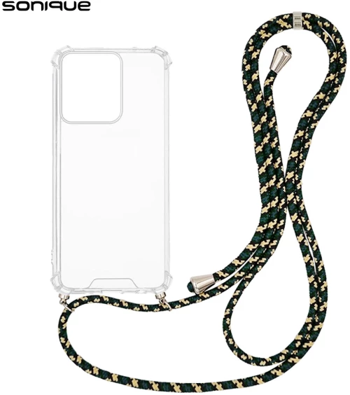 Θήκη Σιλικόνης με Κορδόνι Sonique Armor Clear Motorola Edge 50 5G Rainbow Πράσινο