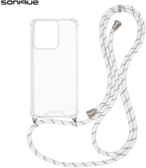 Θήκη Σιλικόνης με Κορδόνι Sonique Armor Clear Motorola Edge 50 5G Rainbow Λευκό