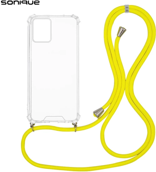Θήκη Σιλικόνης με Κορδόνι Sonique Armor Clear Motorola Moto E13 4G Κίτρινο
