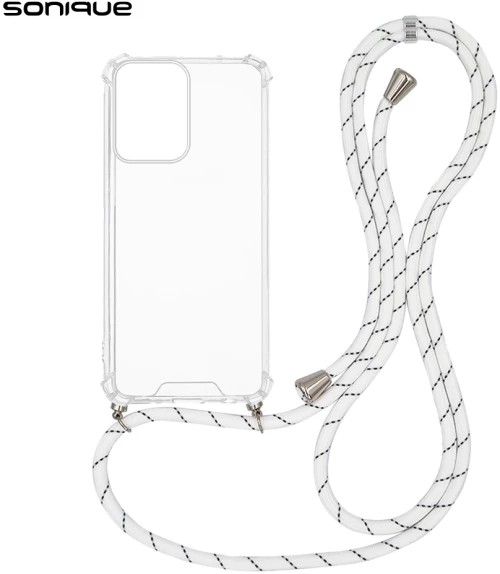 Θήκη Σιλικόνης με Κορδόνι Sonique Armor Clear Motorola Moto G04 4G / Moto G04s 4G / Moto G24 4G / Moto E14 4G Rainbow Λευκό