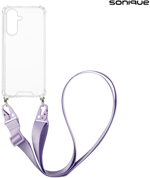 Θήκη Σιλικόνης με Strap Sonique Armor Clear Samsung Galaxy S25 FE Λιλά