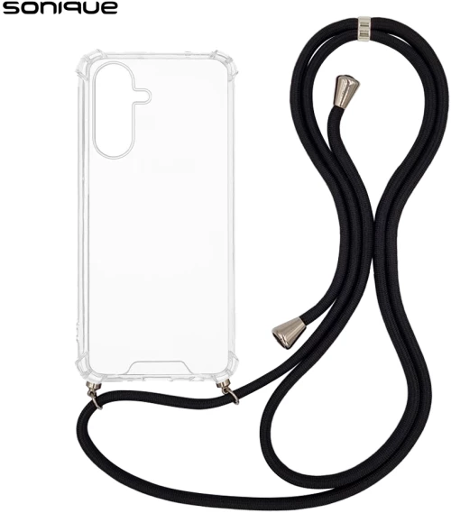 Θήκη Σιλικόνης με Κορδόνι Sonique Armor Clear Samsung Galaxy S25 FE Μαύρο