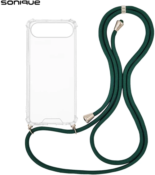 Θήκη Σιλικόνης με Κορδόνι Sonique Armor Clear Apple iPhone 17 Air Πράσινο Σκούρο