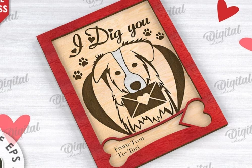 Intra απο ξύλο plywood 3mm-4mm πάχος – Κάρτα για την Ημέρα του Αγίου Βαλεντίνου για κατοικίδια, Δίασταση  20x20 cm INTRAFABR-111610732