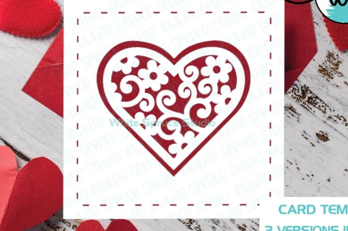 Intra απο ξύλο plywood 3mm-4mm πάχος – Πρότυπο κάρτας καρδιών Floral Αγίου Βαλεντίνου Δίασταση  20x20 cm INTRAFABR-112900693