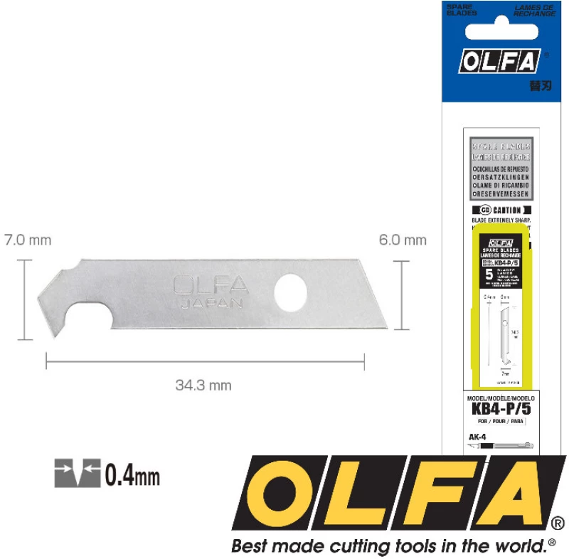 OLFA KB4-P/5 Ανταλλακτικές λεπίδες κοπης Plexi glass για AK-4