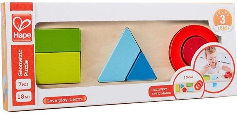 Hape Happy Puzzles Ξύλινο Παζλ Γεωμετρικά Σχήματα E1615A