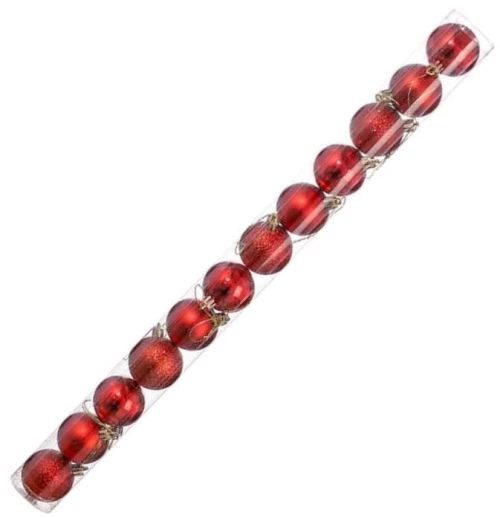 Σετ Χριστουγεννιάτικες μπάλες - 8cm - 12pcs - 326055 - Red
