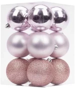 Σετ Χριστουγεννιάτικες μπάλες - 8cm - 12pcs - 326079 - Pink