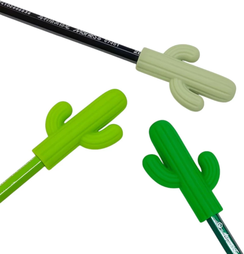 Light Green Cactus Αισθητηριακό μασώμενο παιχνίδι σιλικόνης για μολύβι, (6x4x1,4εκ)