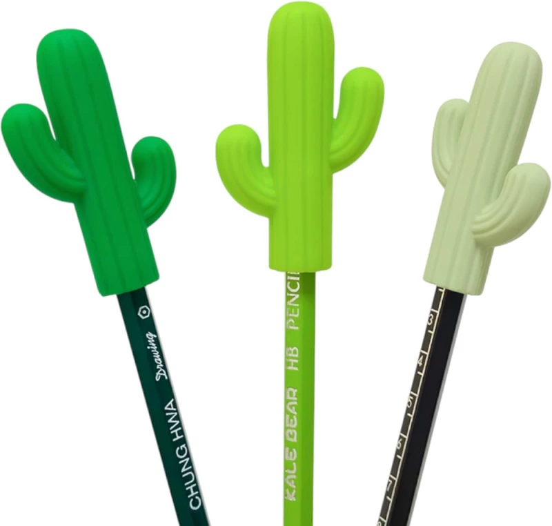Light Green Cactus Αισθητηριακό μασώμενο παιχνίδι σιλικόνης για μολύβι, (6x4x1,4εκ)
