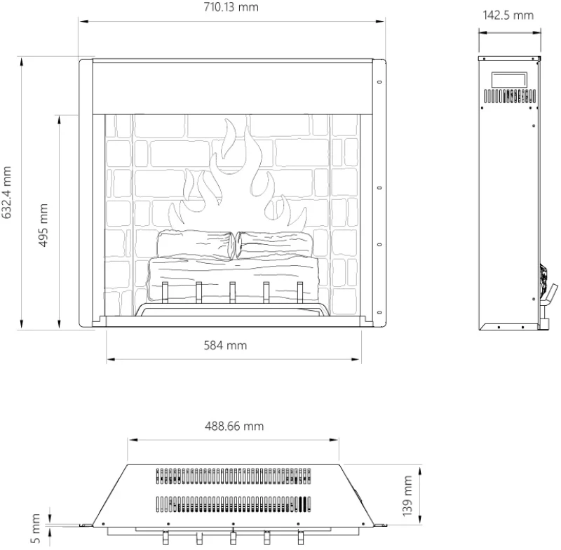 TAGU Magna PowerFlame 2  Ηλεκτρικό Τζάκι BL