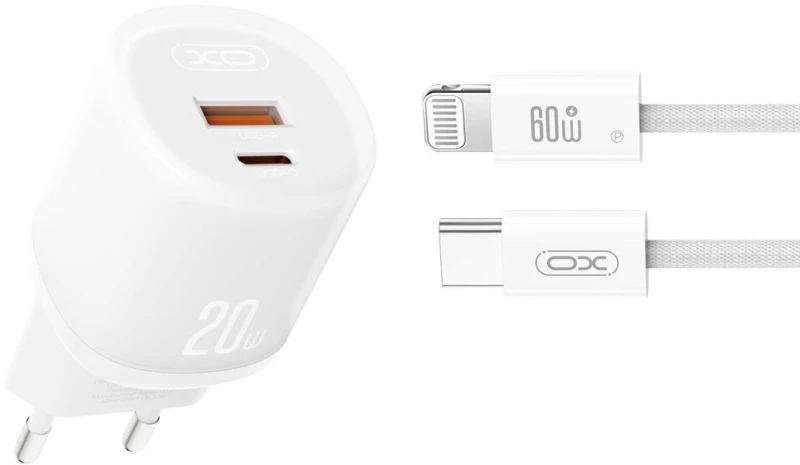 XO L144 ΦΟΡΤΙΣΤΗΣ 20W, 2 ΘΥΡΕΣ, ΜΕ ΚΑΛΩΔΙΟ LIGHTNING, ΛΕΥΚΟΣ