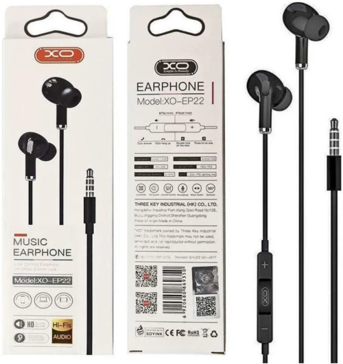 XO EP22 3.5MM ΑΚΟΥΣΤΙΚΑ ΜΟΥΣΙΚΗΣ, ΜΑΥΡΟ