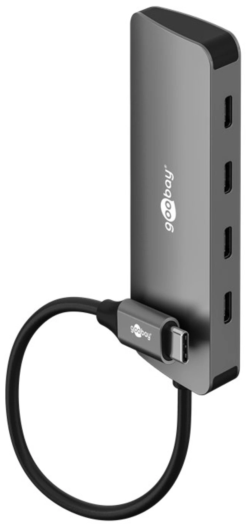 GOOBAY USB hub 76565, 4x θυρών, USB 3.2, 10Gbps, USB-C σύνδεση, γκρι - 4040849765650