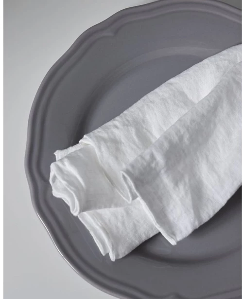 Λινή Πετροπλυμένη Πετσέτα Φαγητού με Φεστόνι Porto 50x50cm 50x50cm - 50x50cm - Άσπρο