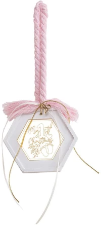 Beauty Home ΚΡΕΜΑΣΤΟ ΠΟΛΥΓΩΝΟ ΚΕΡΑΜΙΚΟ ΜΕ PLEXI MY 1st CHRISTMAS ΡΟΖ