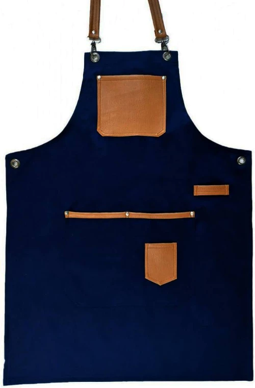 Ποδιά Λαιμού Με Τσέπες Και Λεπτομέρειες Από Δερματίνη 85x65cm MARK001 NAVY