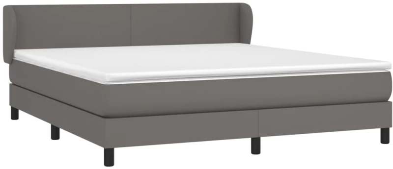 vidaXL Κρεβάτι Boxspring με Στρώμα Γκρι 160x200εκ. από Συνθετικό Δέρμα