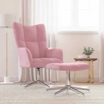 vidaXL Πολυθρόνα Relax Ροζ Βελούδινη με Σκαμπό