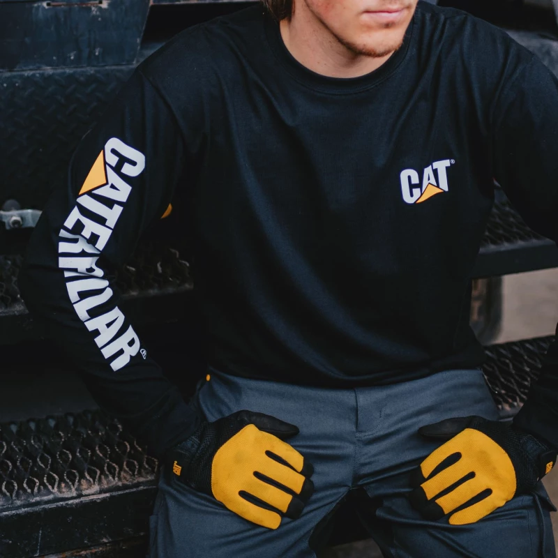 CAT Μπλουζάκι μακρυμάνικο trademark tee μαύρο 2XL 1510034