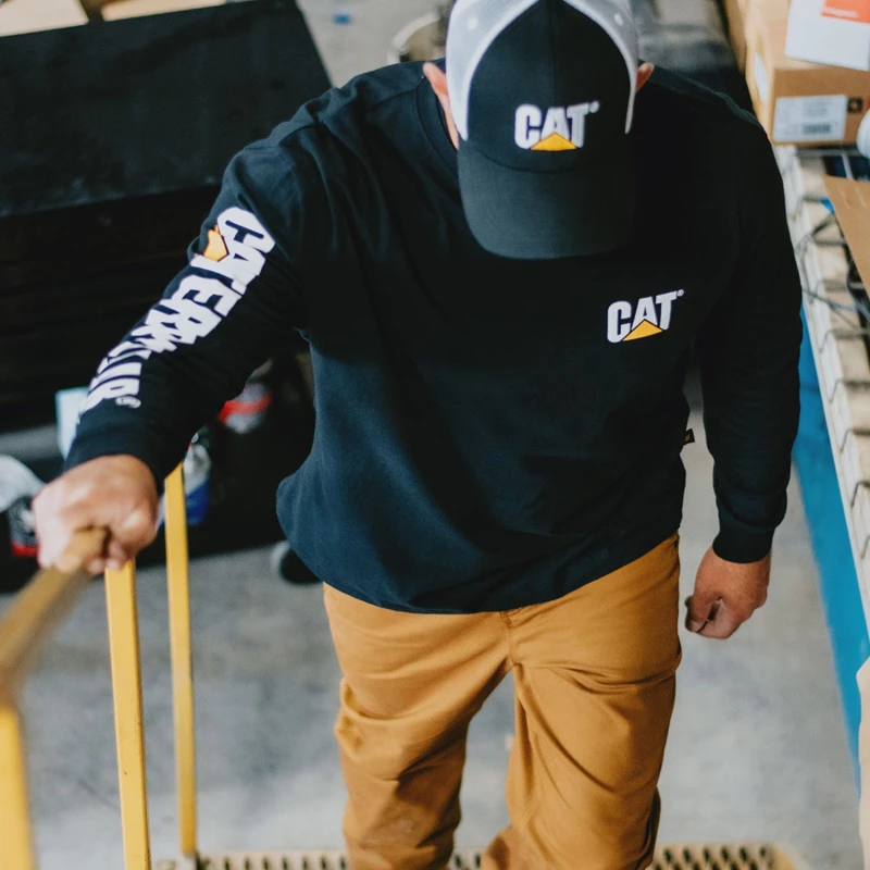CAT Μπλουζάκι μακρυμάνικο trademark tee μαύρο 2XL 1510034