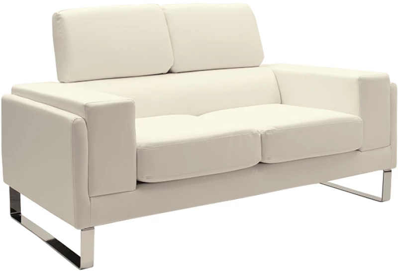 Καναπές Shea pakoworld 2θέσιος PU ivory-inox 158x80x87εκ