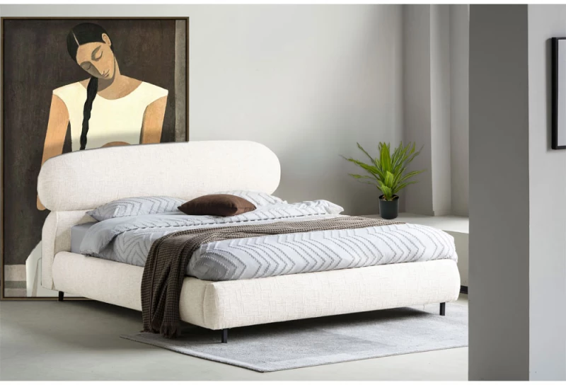 SERENITE ΚΡΕΒΑΤΙ (ΓΙΑ ΣΤΡΩΜΑ 160x200cm) BEIGE 230x194x105cm